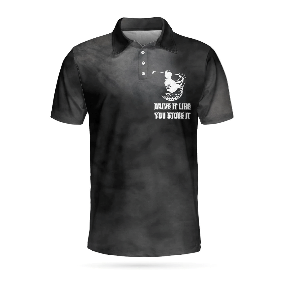 Swing Thoughts Short Sleeve Golf Polo Shirt Black And Smoke Golfing Shirt Funny Golf Shirts Short Sleeve Polo For Men