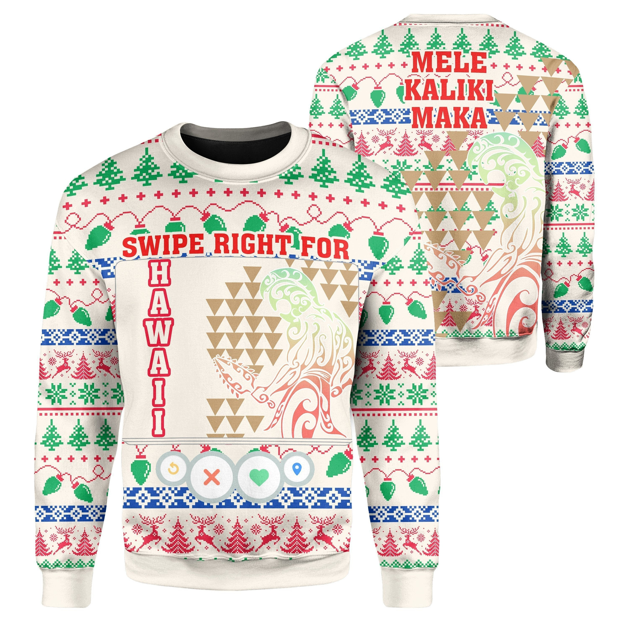 Swipe Right For Hawaii Ugly Christmas Sweater Ugly Sweater For Men Women