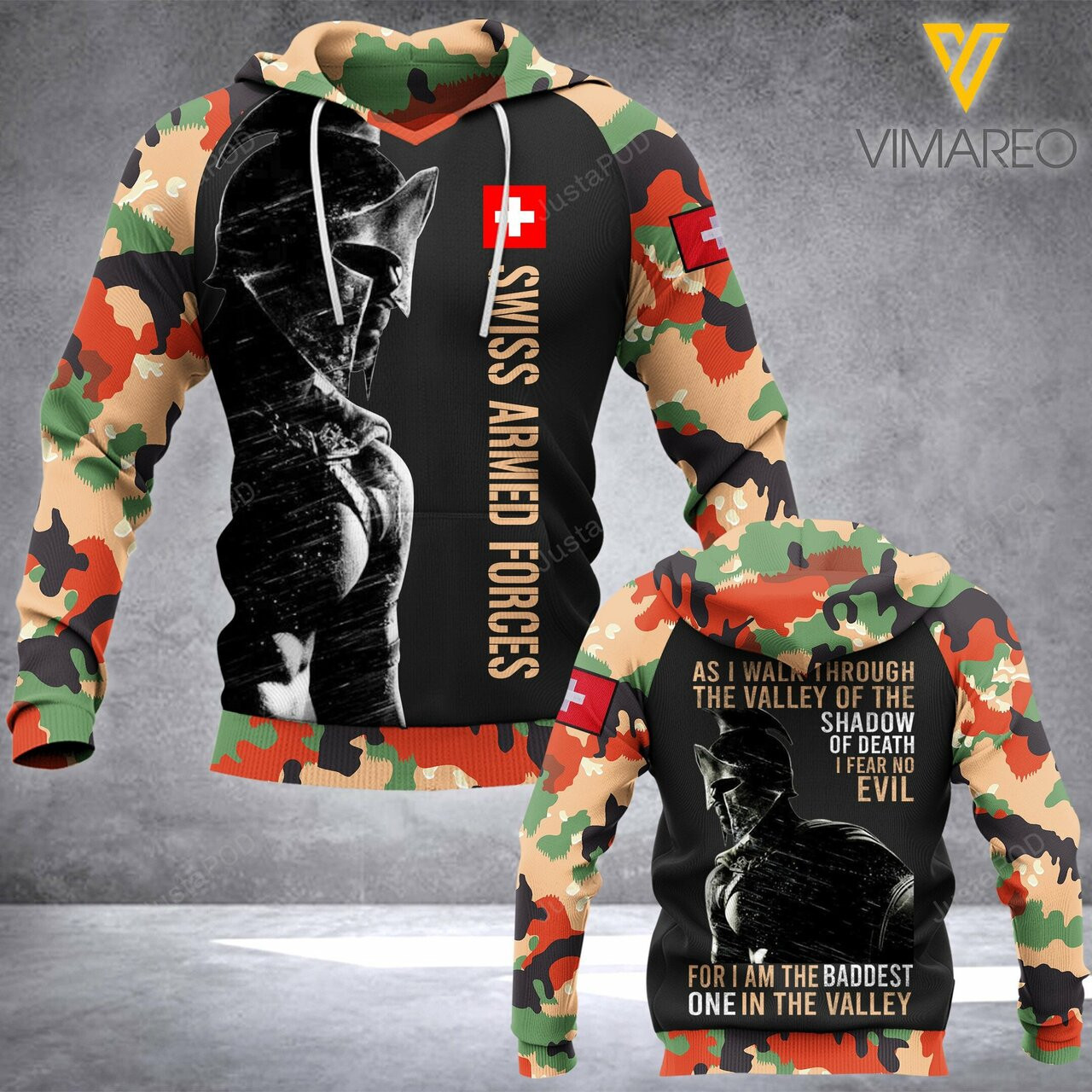 Swiss Armed Force 3d All Over Print Hoodie