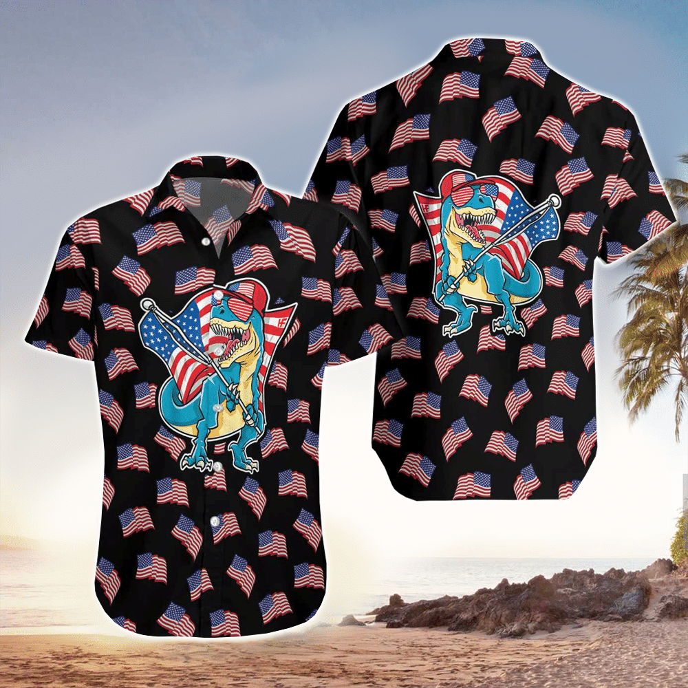 T-Rex Apparel T-Rex Hawaiian Button Up Shirt for Men and Women