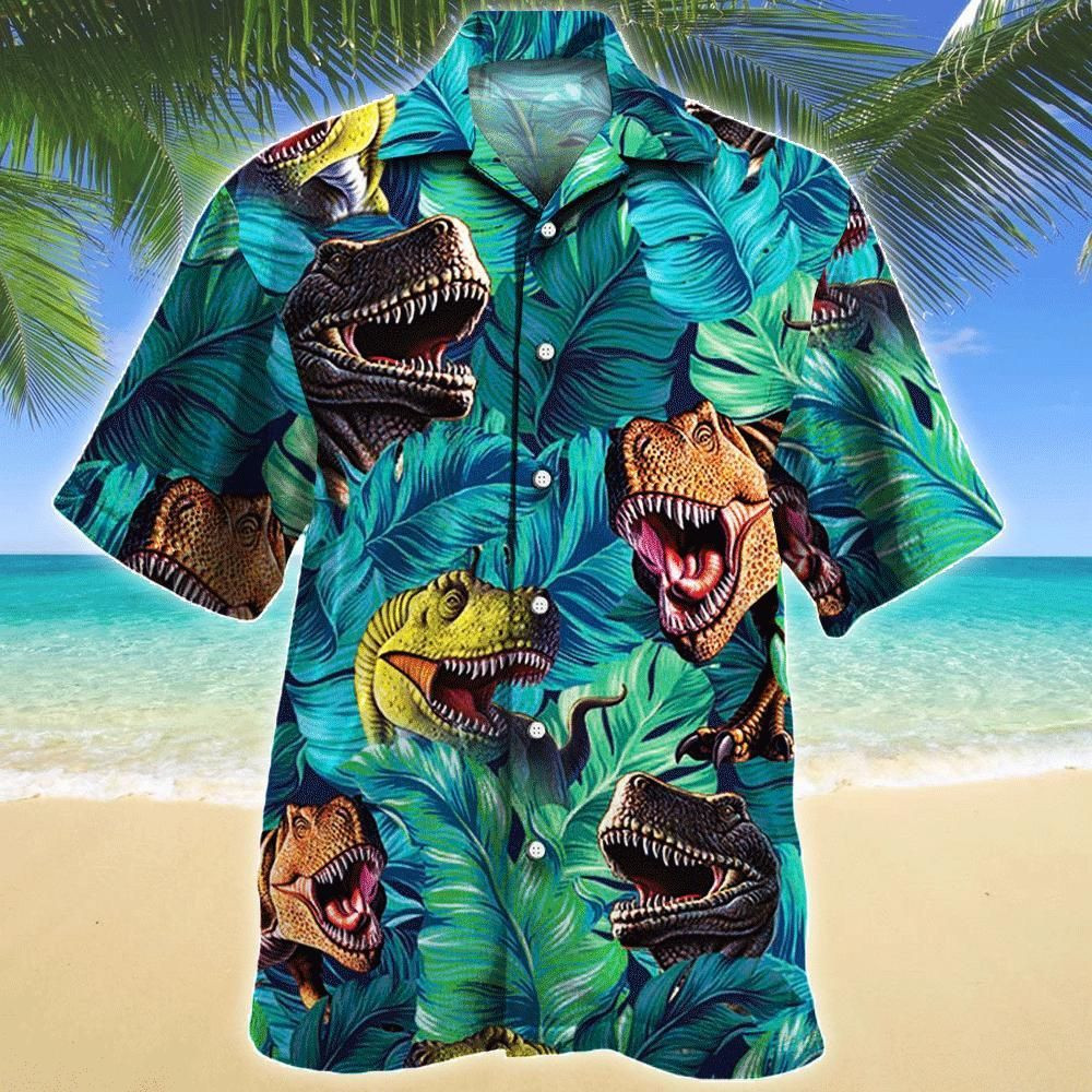 T-Rex Dinosaur Lovers Aloha Hawaiian Shirt Colorful Short Sleeve Summer Beach Casual Shirt For Men And Women
