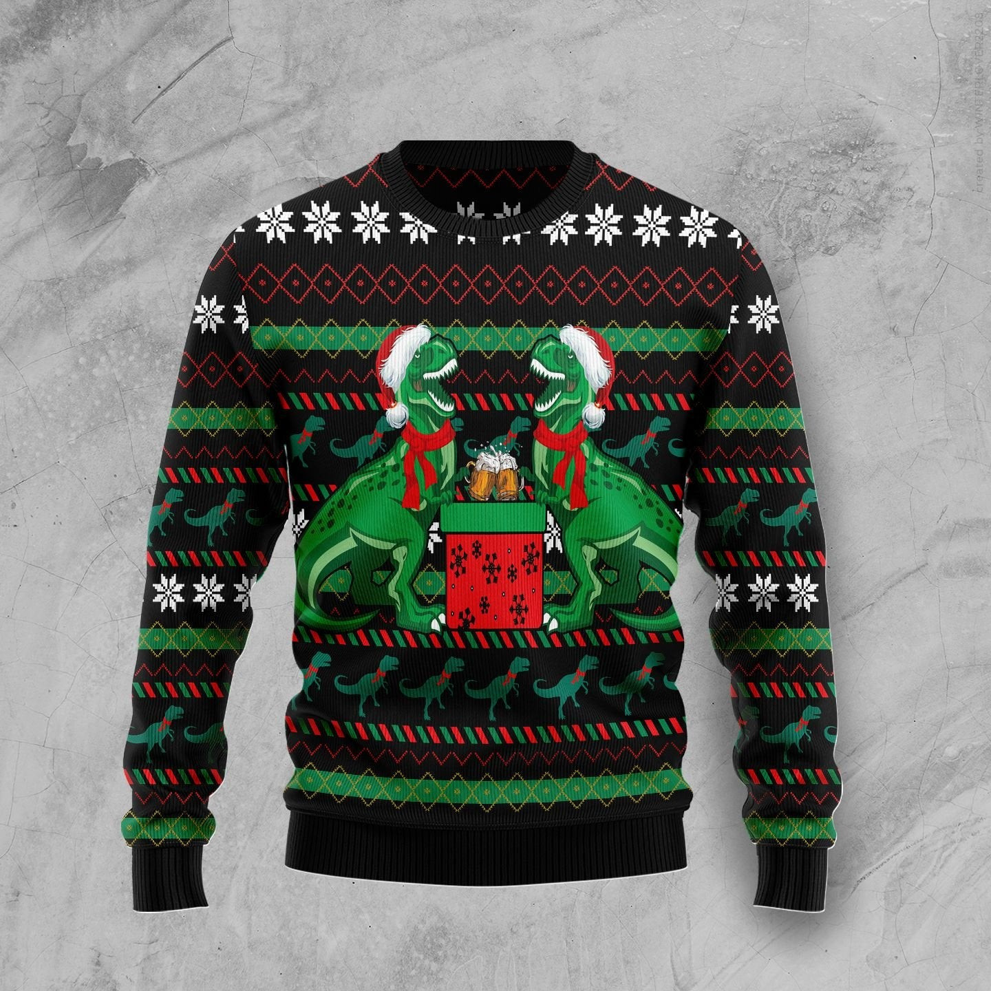 T-Rex Drink Ugly Christmas Sweater