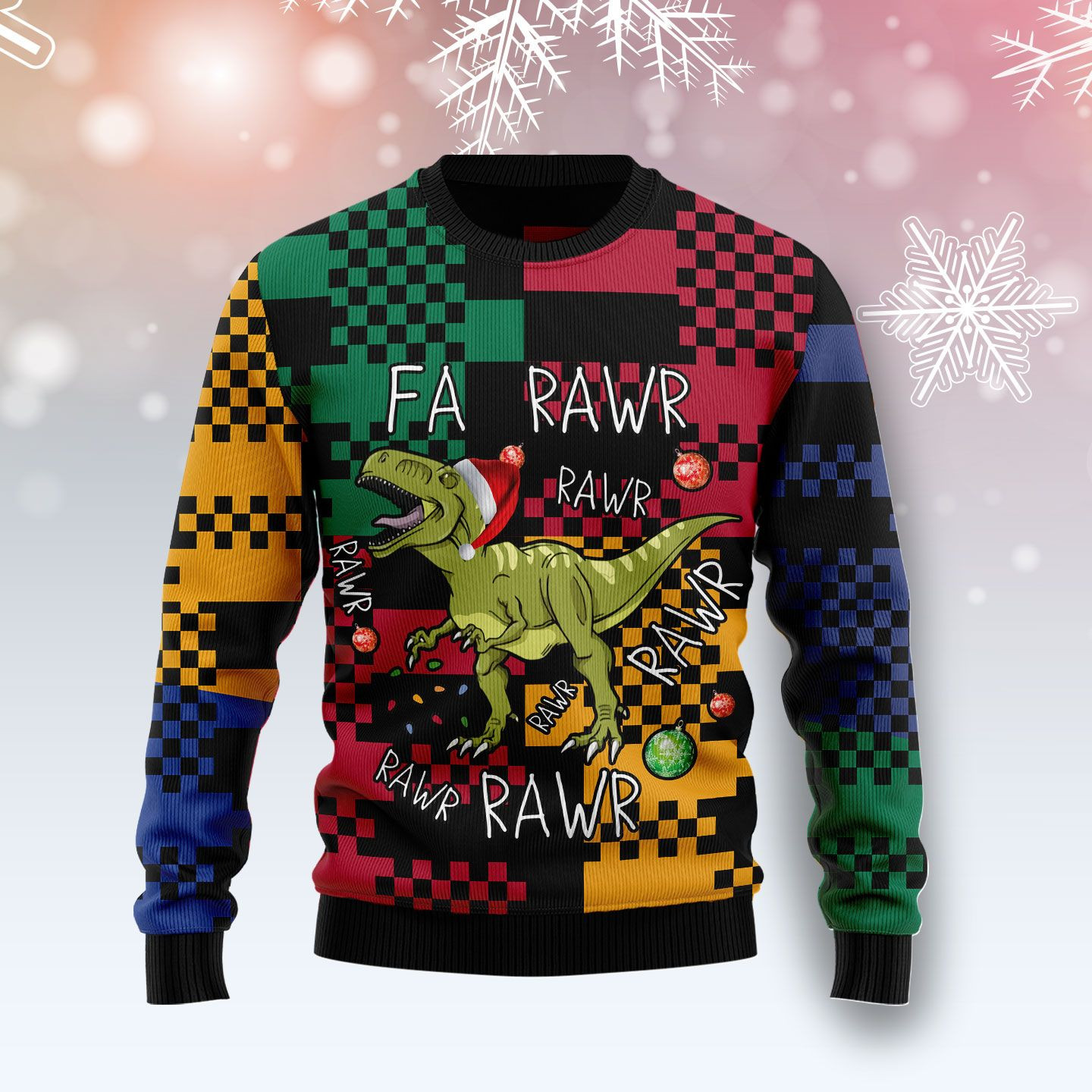 T Rex Rawr Rawr Rawr Ugly Christmas Sweater Ugly Sweater For Men Women