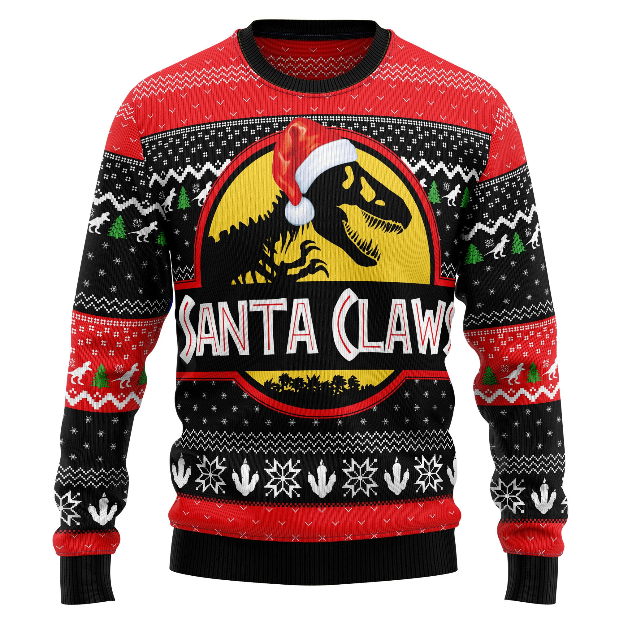 T-Rex Santa Claws Ugly Christmas Sweater