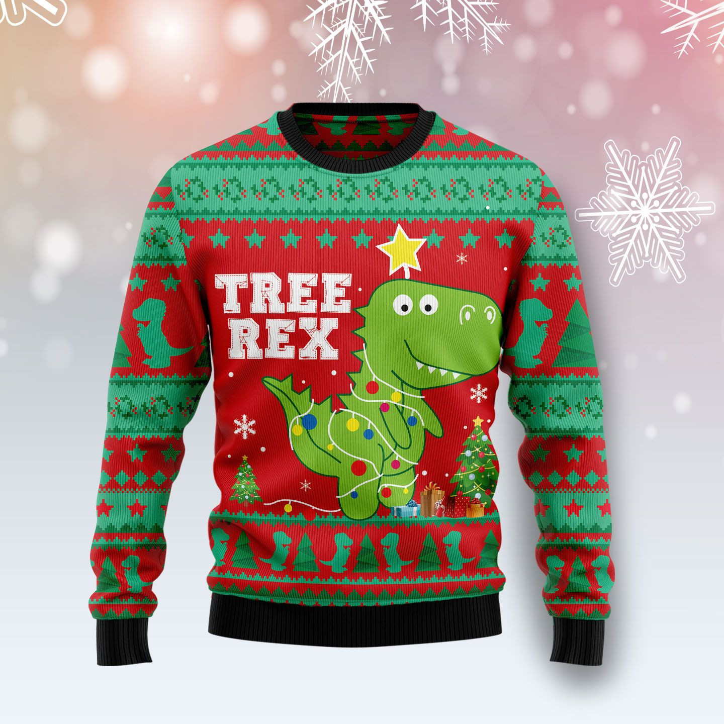 T Rex Tree Christmas Ugly Christmas Sweater Ugly Sweater For Men Women