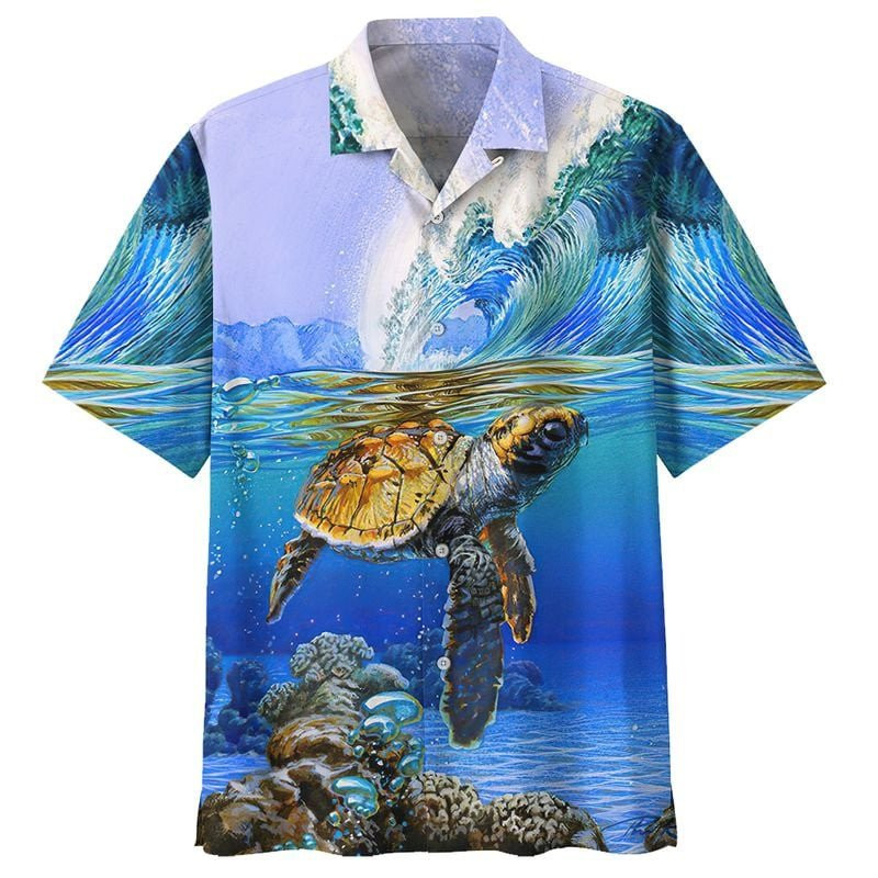 TURTLE HAWAIIAN SHIRT 1 Summer Aloha Shirt, Short Sleeve Hawaiian Shirt