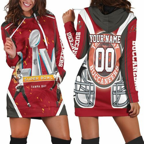 Tampa Bay Buccaneers 2021 Super Bowl Champions Personalized Hoodie Dress Sweater Dress Sweatshirt Dress