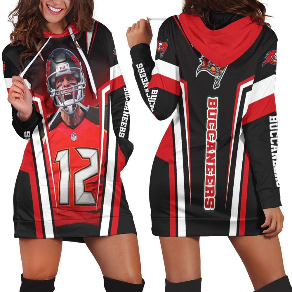 Tampa Bay Buccaneers 2021 Super Bowl Champions Tom Brady 12 Hoodie Dress Sweater Dress Sweatshirt Dress