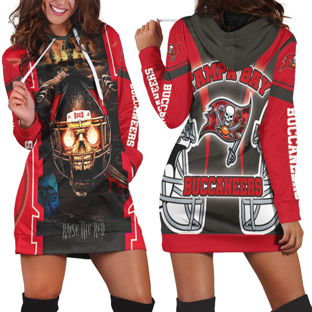 Tampa Bay Buccaneers Fire Skull Raised The Red Nfc South Division Champions Super Bowl 2021 Hoodie Dress Sweater Dress Sweatshirt Dress