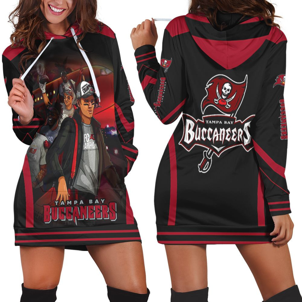 Tampa Bay Buccaneers Funny Cartoon Animation For Fan 3d Hoodie Dress Sweater Dress Sweatshirt Dress