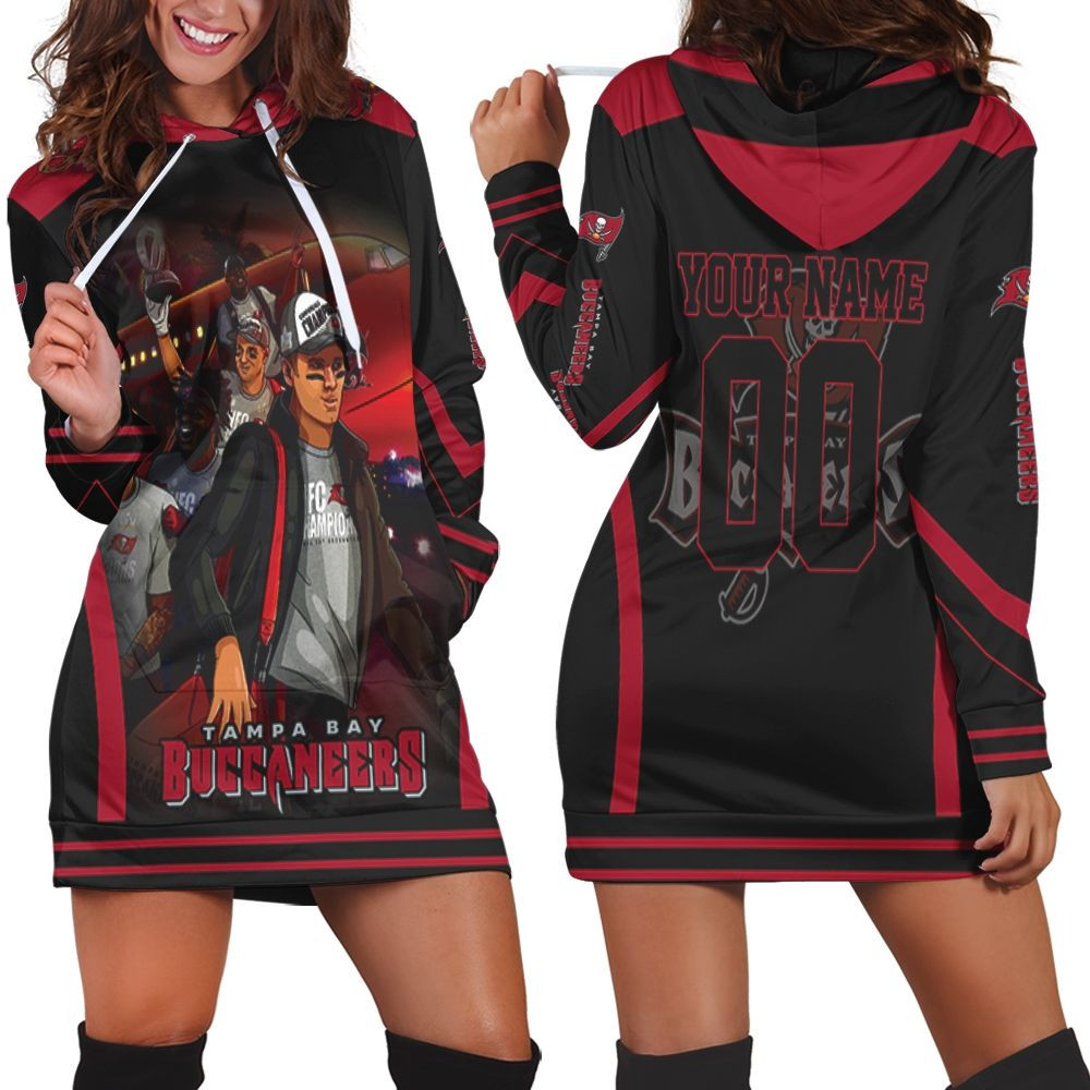 Tampa Bay Buccaneers Funny Cartoon Animation For Fans 3d Hoodie Dress Sweater Dress Sweatshirt Dress