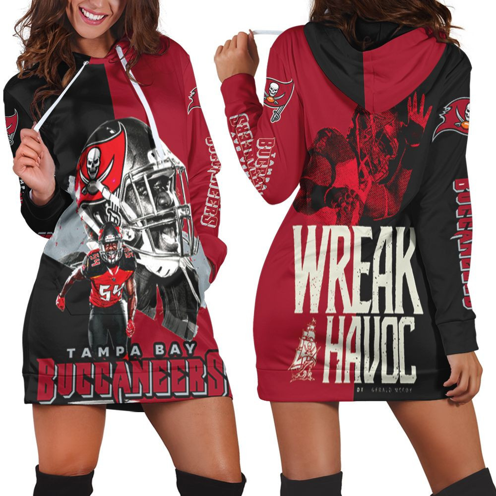 Tampa Bay Buccaneers Lavonte David 54 Wreak Havoc For Fan Hoodie Dress Sweater Dress Sweatshirt Dress