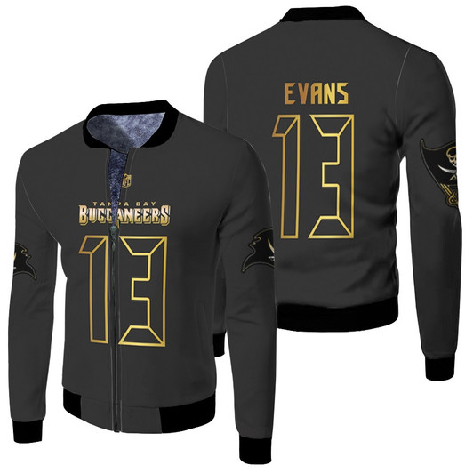 Tampa Bay Buccaneers Mike Evans 13 Nfl Black Golden Edition Jersey Style Gift For Buccaneers Fans Fleece Bomber Jacket