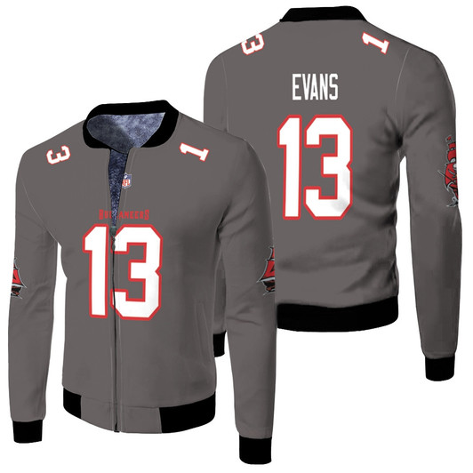 Tampa Bay Buccaneers Mike Evans 13 Nfl Pewter Alternate Game Jersey Style Gift For Buccaneers Fans Fleece Bomber Jacket