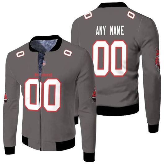 Tampa Bay Buccaneers Nfl Pewter Alternate Game Jersey Style Custom Gift For Buccaneers Fans Fleece Bomber Jacket