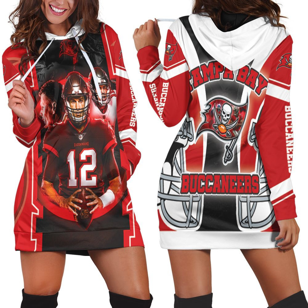 Tampa Bay Buccaneers Tom Brady And Team 2021 Nfl Champions Hoodie Dress Sweater Dress Sweatshirt Dress