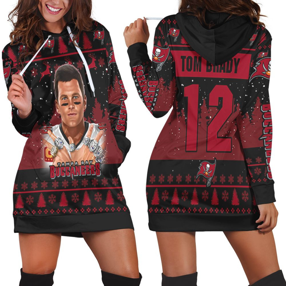 Tampa Bay Buccaneers Tom Brady Legend 12 Snow Pattern 3d Hoodie Dress Sweater Dress Sweatshirt Dress