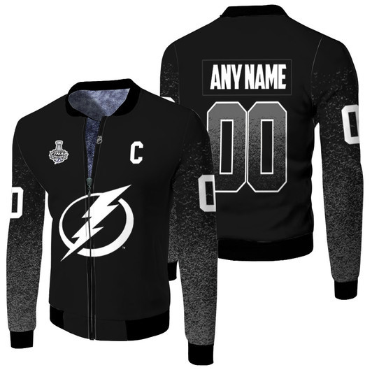 Tampa Bay Lightning Nhl Ice Hockey 2020 Black Jersey Style Custom Gift For Lightning Fans Fleece Bomber Jacket