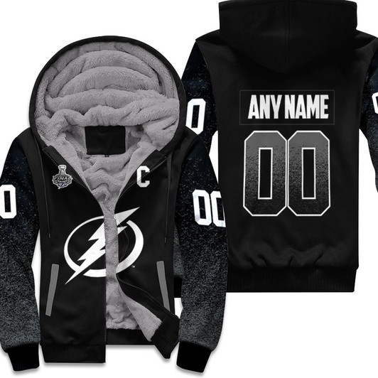 Tampa Bay Lightning Nhl Ice Hockey 2020 Black Jersey Style Custom Gift For Lightning Fans Fleece Hoodie