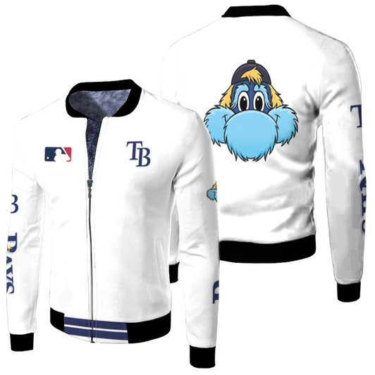 Tampa Bay Rays Mlb Baseball Team Raymond Logo White Fleece Bomber Jacket