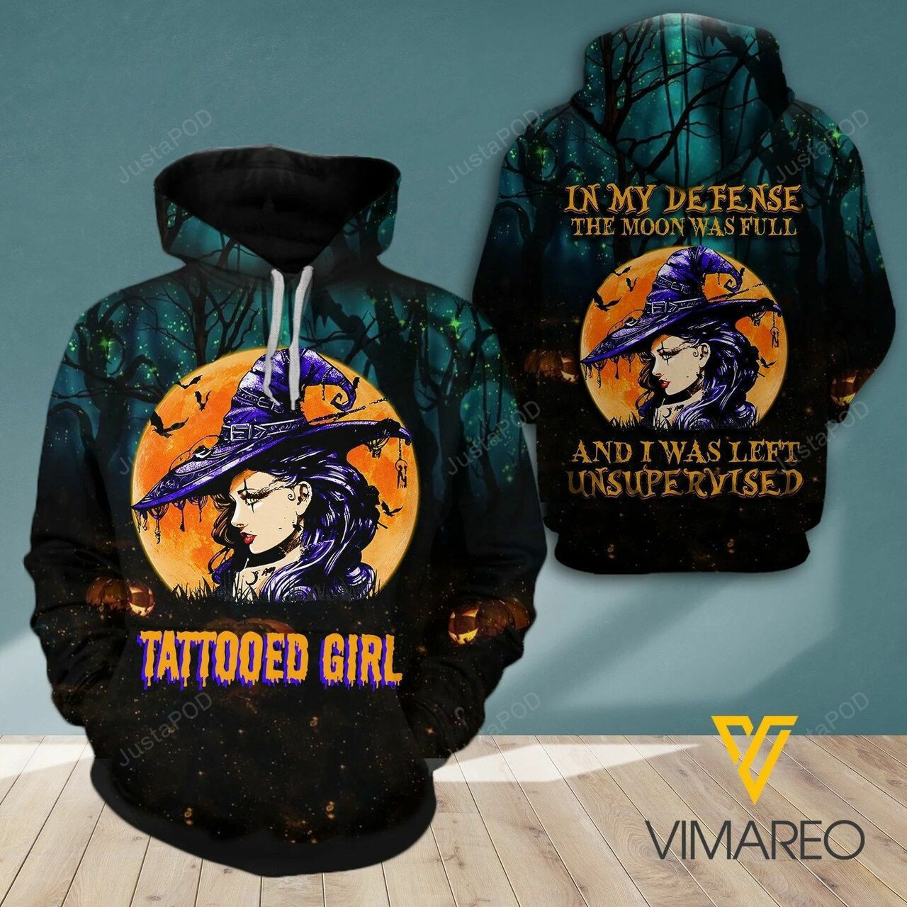 Tattooed Girl Happy Halloween 3d All Over Print Hoodie