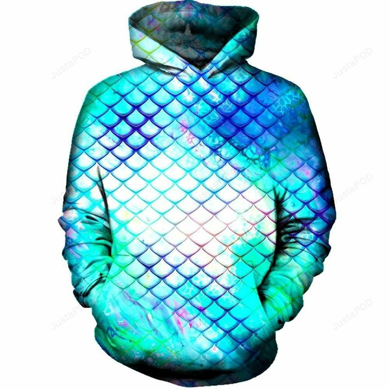 Teal Dragon Scales 3d All Over Printed Hoodie