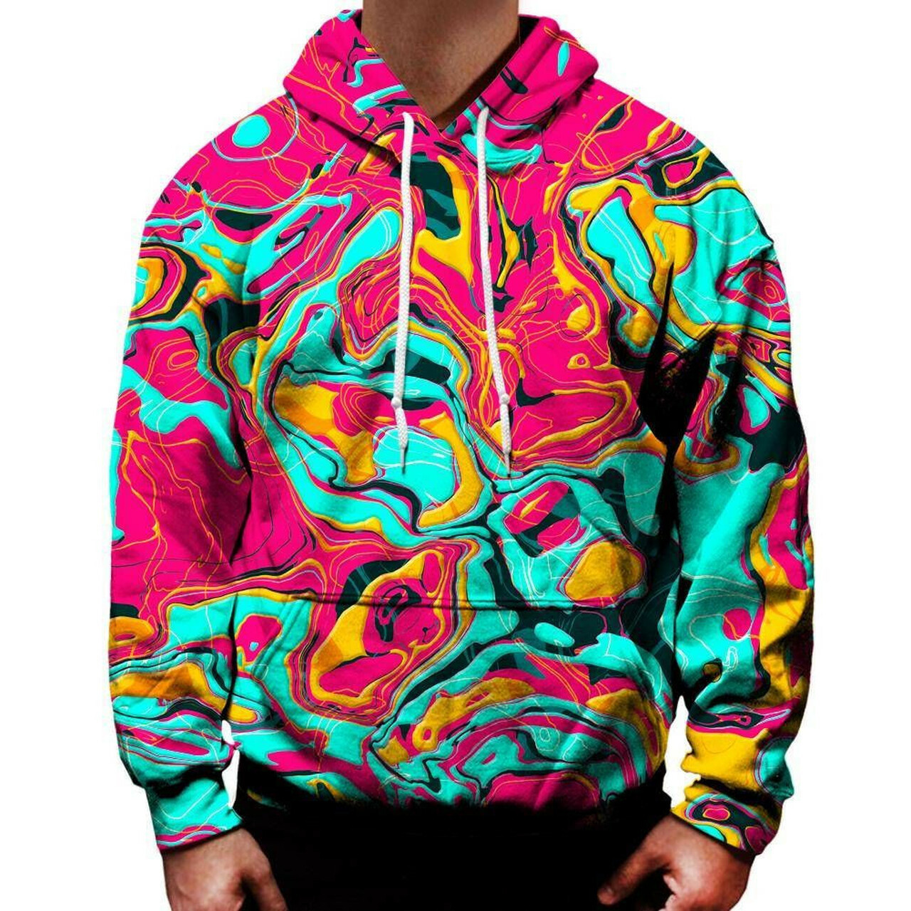 Teal Liquid 3d All Over Printed Hoodie