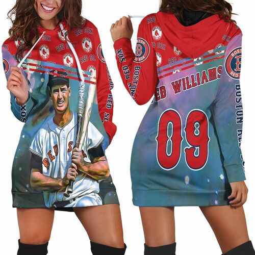 Ted Williams Boston Red Sox 09 Hoodie Dress Sweater Dress Sweatshirt Dress