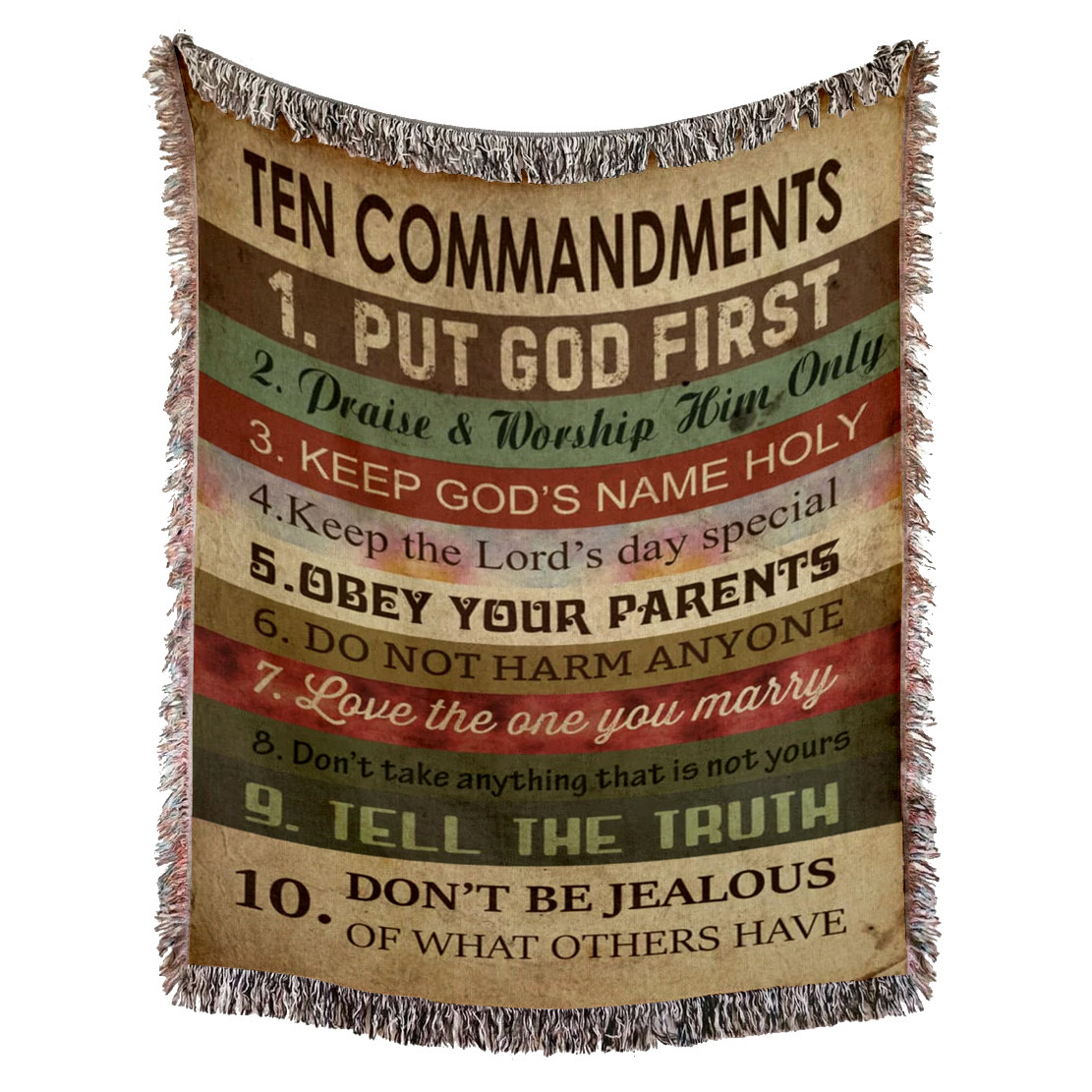 Ten Commandments Woven Blanket - Christian Woven Throw Blanket - God Tapestry Decor For Christian Blanket