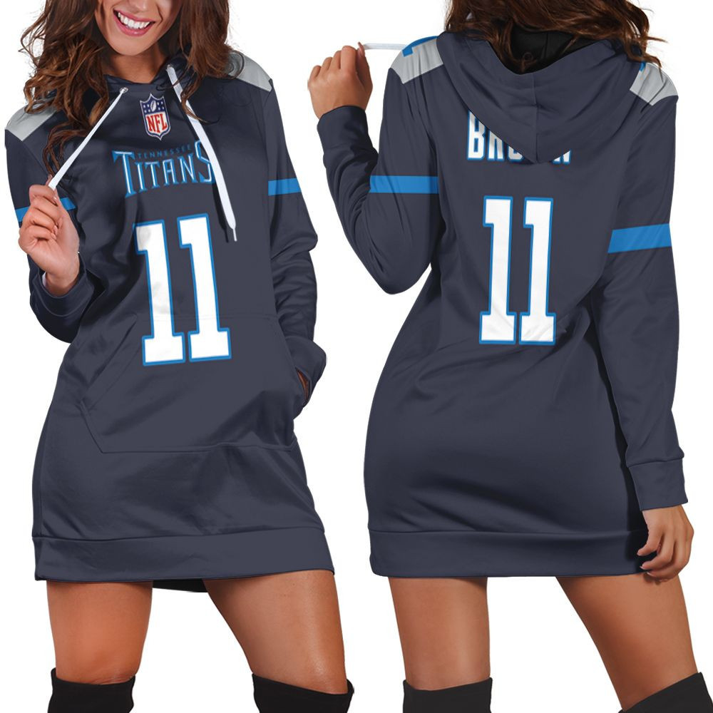 Tennessee Titans A J Brown 1 Nfl New Game Navy 2019 3d Hoodie Dress Sweater Dress Sweatshirt Dress