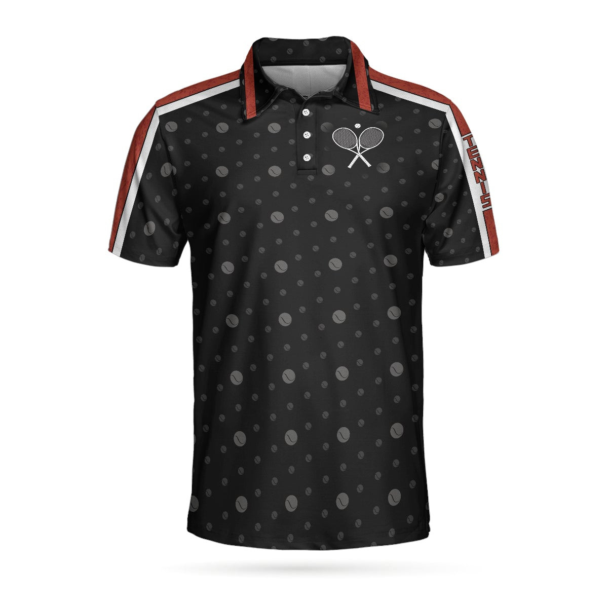 Tennis Clay Version Polo Shirt Black Dot And Tennis Ball Pattern Polo Shirt Best Tennis Shirt For Men