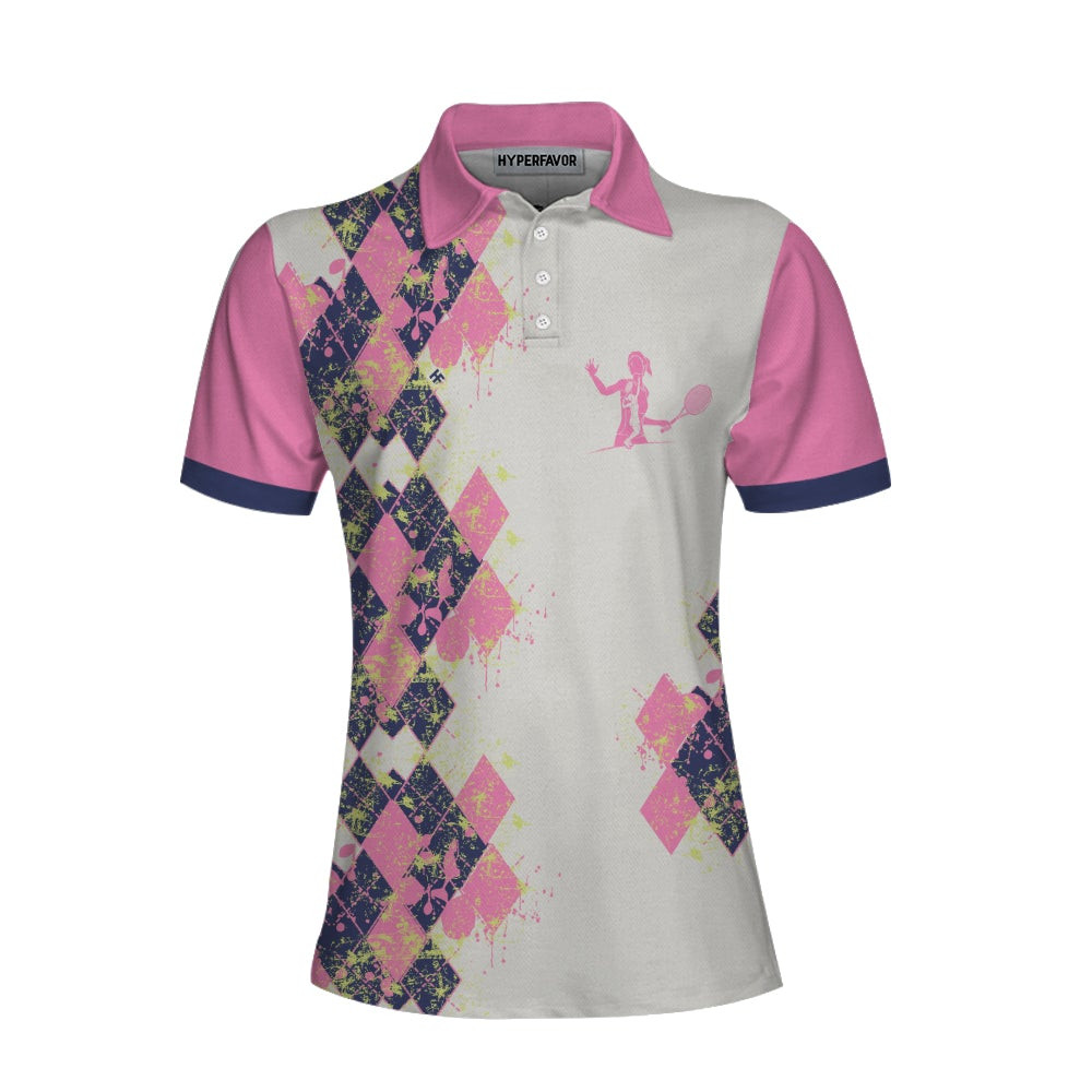 Tennis I Know I Play Like A Girl Short Sleeve Women Polo Shirt White And Pink Tennis Shirt For Ladies Gift For Tennis Players