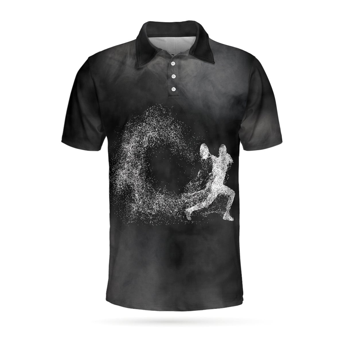 Tennis On Smoke Background Short Sleeve Polo Shirt Black And Smoke Polo Shirt Best Tennis Shirt For Men