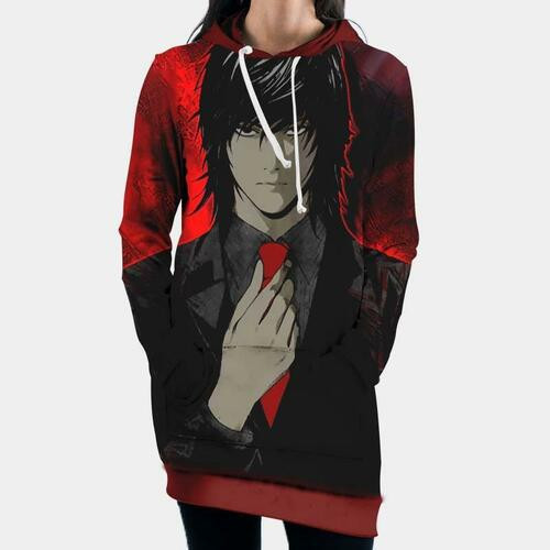Teru Mikami Red Hooded Dress Death Note 3d Hoodie Dress Sweater Dress Sweatshirt Dress Hoodie