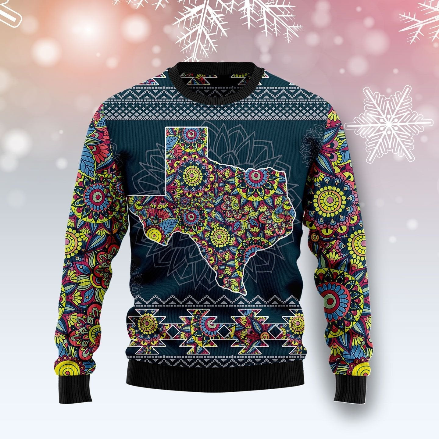 Texas Blue Mandala Ugly Christmas Sweater Ugly Sweater For Men Women, Holiday Sweater