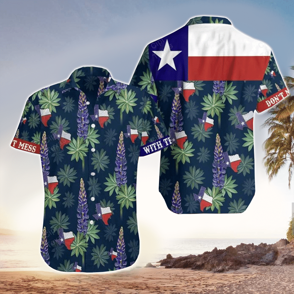 Texas Bluebonnet Pattern Hawaiian Shirt Summer Aloha Shirt