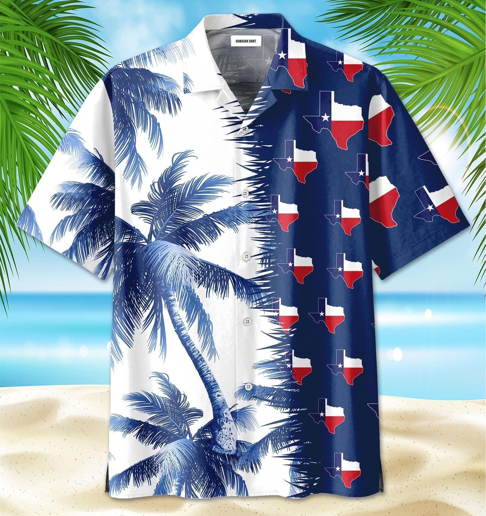 Texas Coconut Palm Tree Unisex Hawaiian Shirts Summer Aloha Shirt