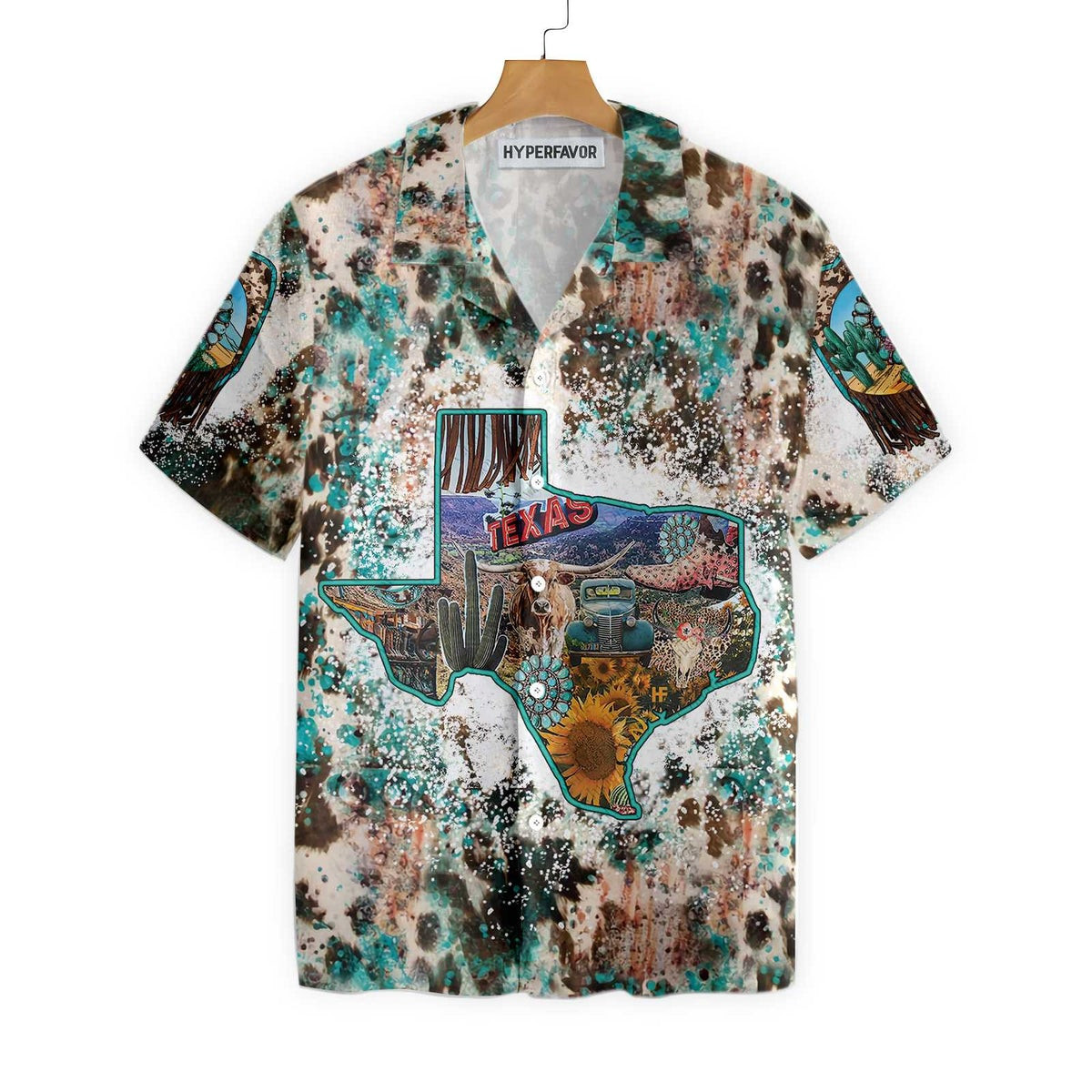 Texas Cowhide Map Hawaiian Shirt Unique Texas Shirt For Texas Lovers