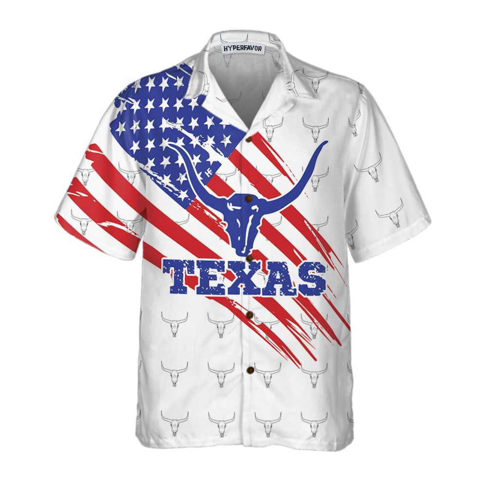 Texas Flag Longhorn Pattern Hawaiian Shirt Unique Texas Shirt Gift For Texas Lovers