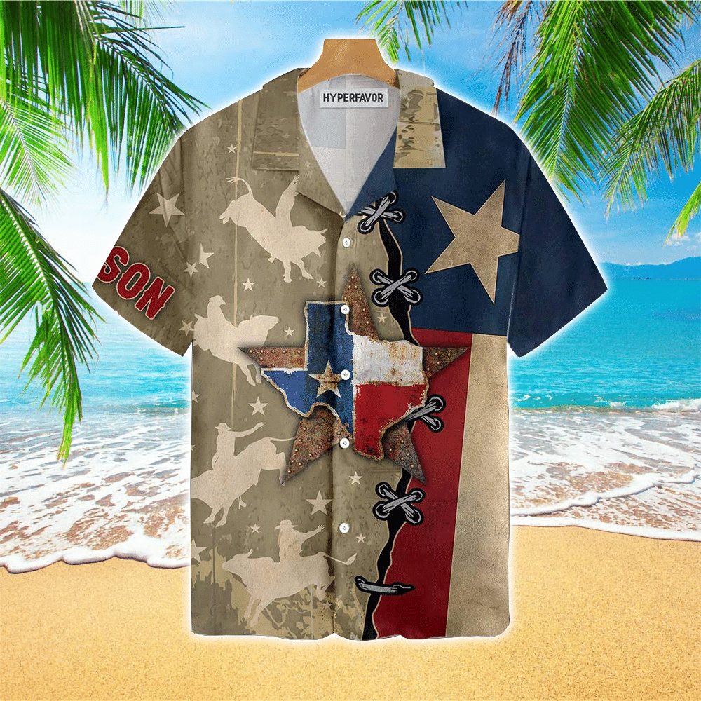 Texas Flag  Rodeo Texas Custom Hawaiian Shirt Summer Aloha Shirt