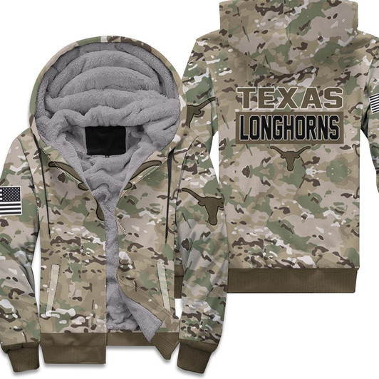 Texas Longhorns Camouflage Pattern 3D Fleece Hoodie