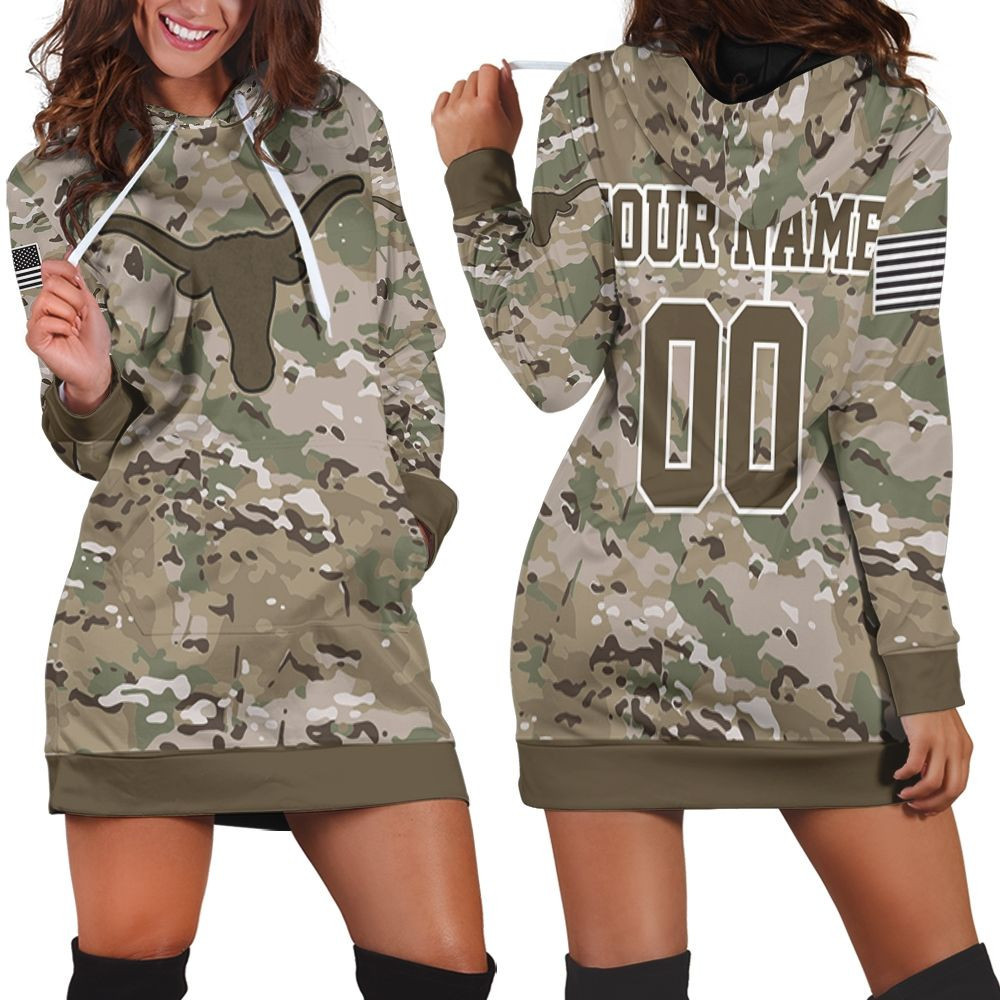 Texas Longhorns Camouflage Pattern 3d Hoodie Dress Sweater Dress Sweatshirt Dress