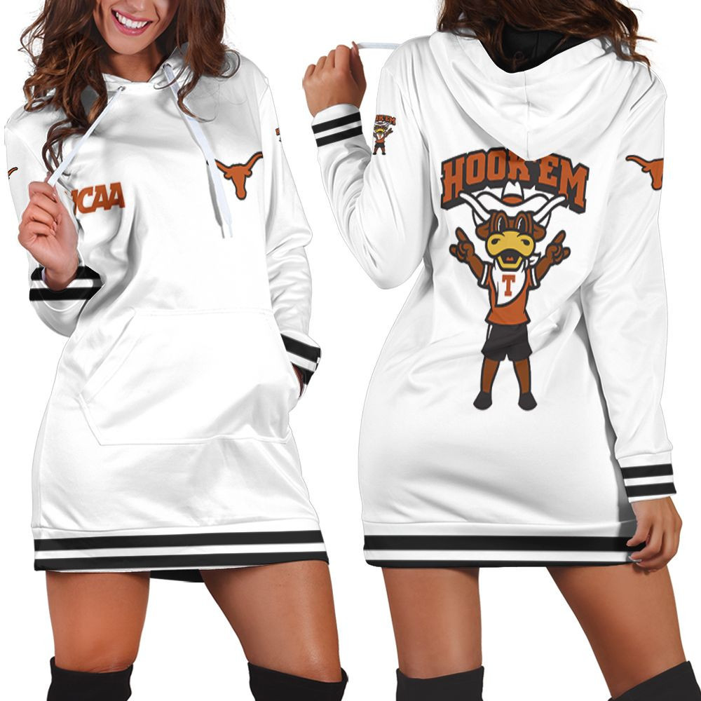 Texas Longhorns Ncaa Classic White With Mascot Logo Gift For Texas Longhorns Fans Hoodie Dress Sweater Dress Sweatshirt Dress