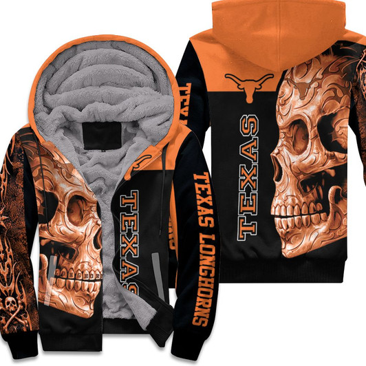 Texas Longhorns Ncaa Skull 3D Fleece Hoodie