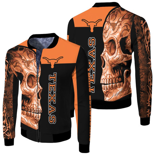 Texas Longhorns Ncaa Skull Fleece Bomber Jacket