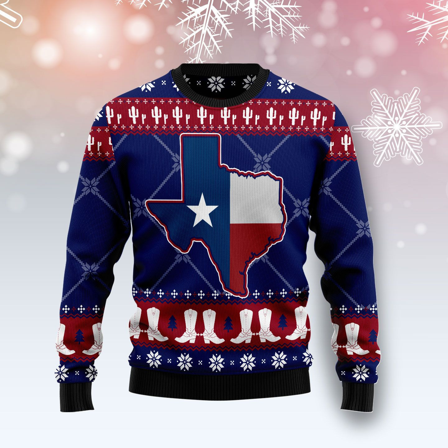 Texas Map Symbols Pattern Ugly Christmas Sweater Ugly Sweater For Men Women