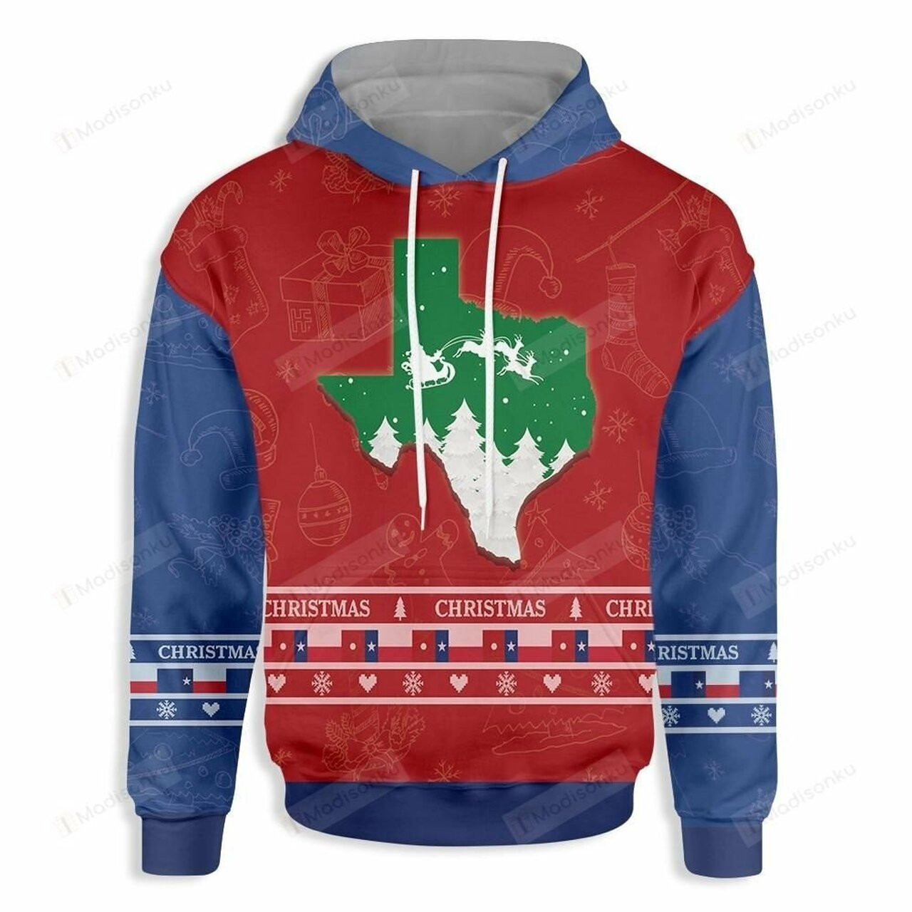 Texas Merry Christmas 3d All Over Print Hoodie