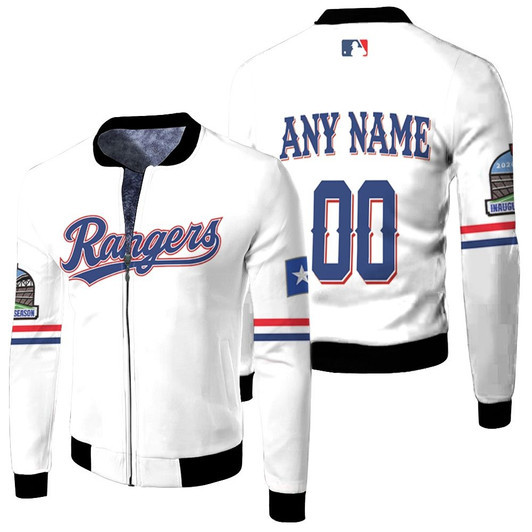 Texas Rangers Mlb Baseball Team 2020 White Jersey Style Custom Gift For Rangers Fans Fleece Bomber Jacket