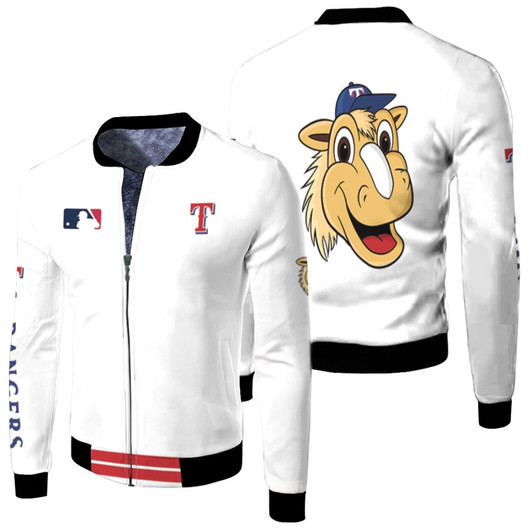 Texas Rangers Mlb Baseball Team Rangers Captain Logo White Fleece Bomber Jacket