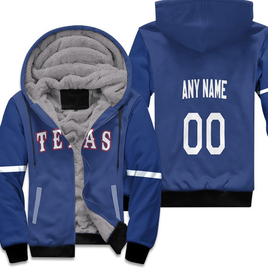 Texas Rangers Mlb Baseball Team Royal 2019 Jersey Style Custom Gift For Rangers Fans Fleece Hoodie